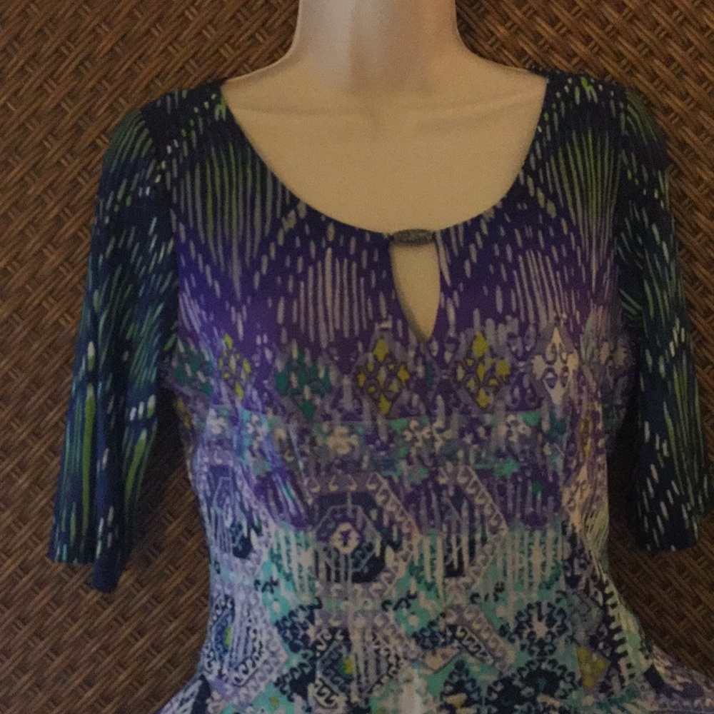 Shades of blue/yellow low waist dress - Picture 2 of 4